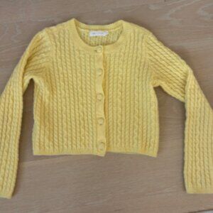 Yellow Cable Knit Sweater Cardigan